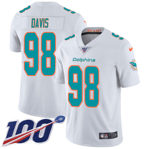 Miami Dolphins #98 Raekwon Davis White Men Stitched NFL 100th Season Vapor Untouchable Limited Jersey->miami dolphins->NFL Jersey